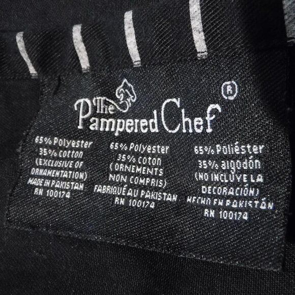 Pampered Chef Apron Black and White Polka Dot.  Brand Across Chest - Picture 8 of 8